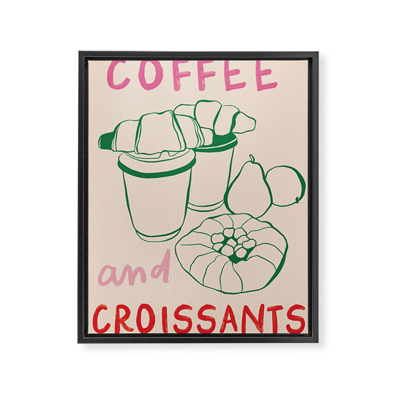 Coffee & Croissants Kitchen Print Framed Canvas Print Gallery Image 6