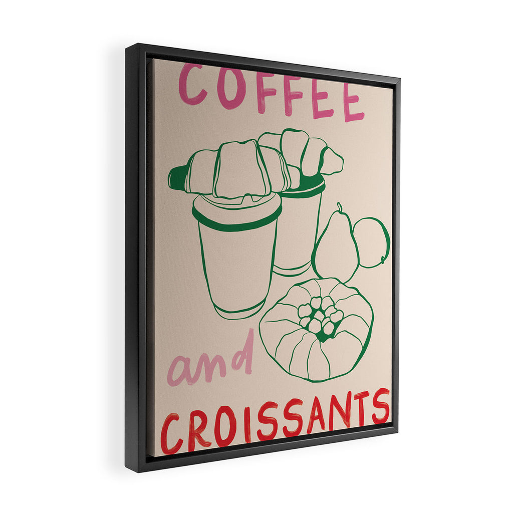 Coffee & Croissants Kitchen Print Framed Canvas Print Gallery Image 2