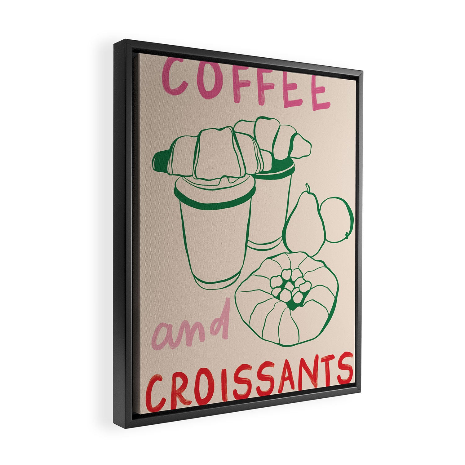 Coffee & Croissants Kitchen Print Framed Canvas Print Gallery Image 2