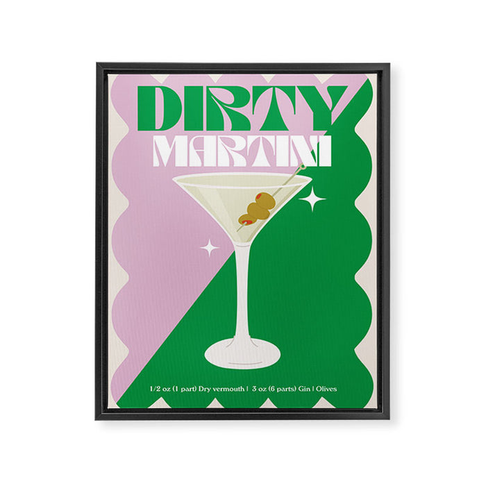 Dirty Martini Cocktail Print Framed Canvas Print Gallery Image 1