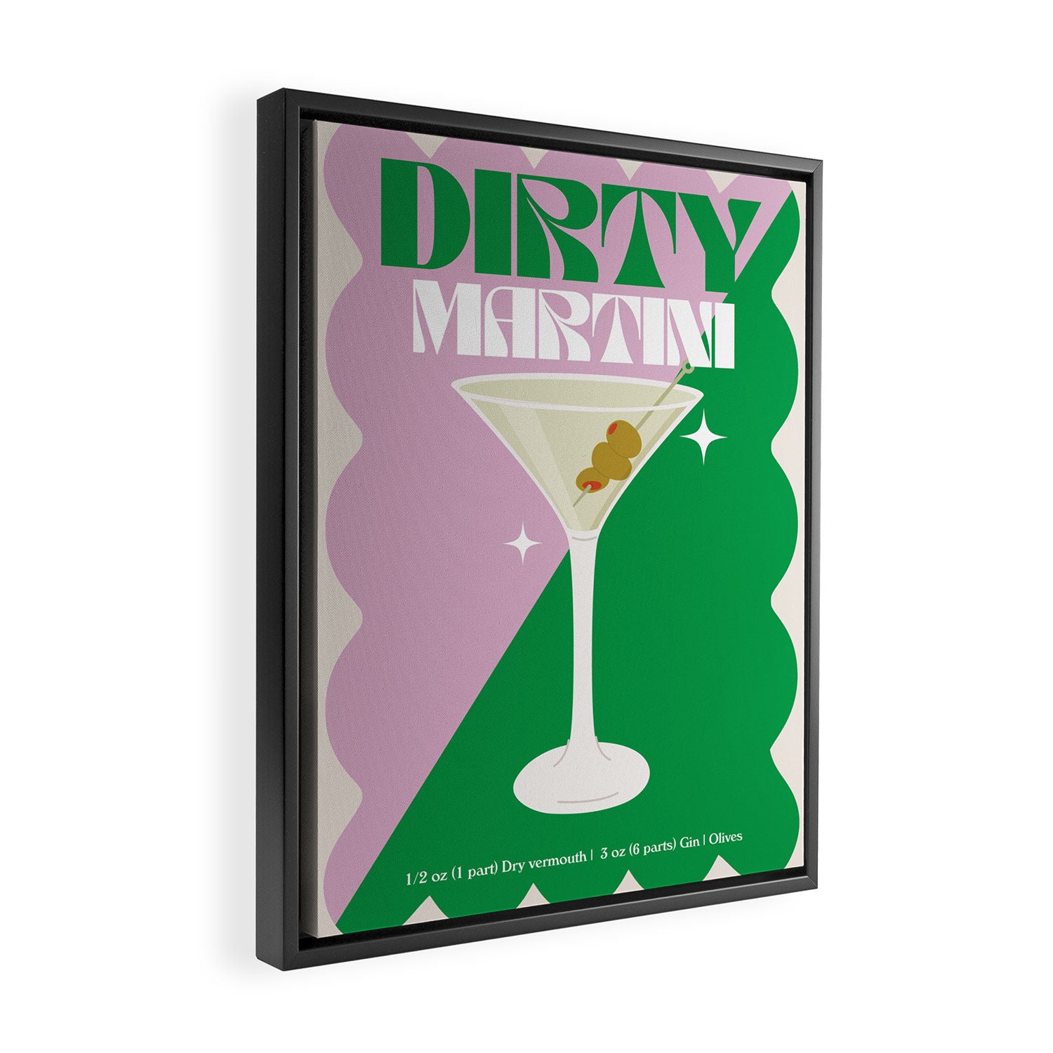 Dirty Martini Cocktail Print Framed Canvas Print Gallery Image 2