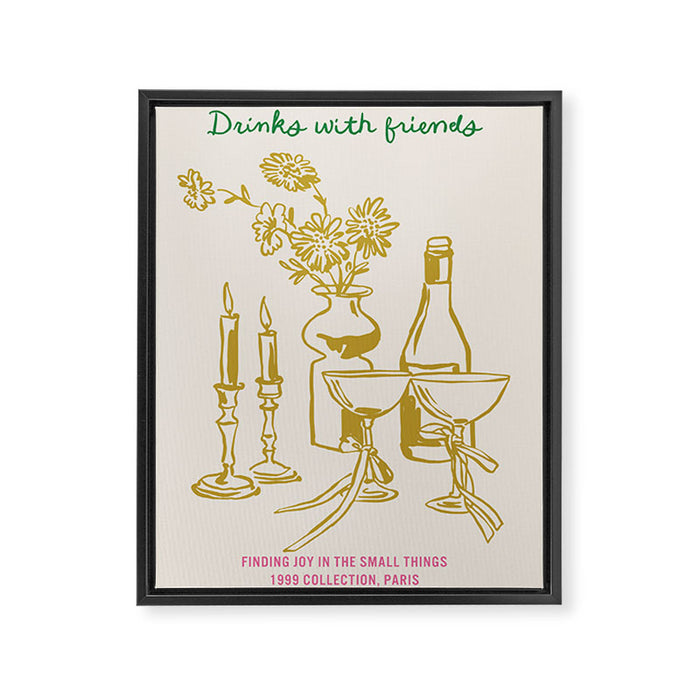 Drinks with Friends Kitchen Print Framed Canvas Print Gallery Image 1