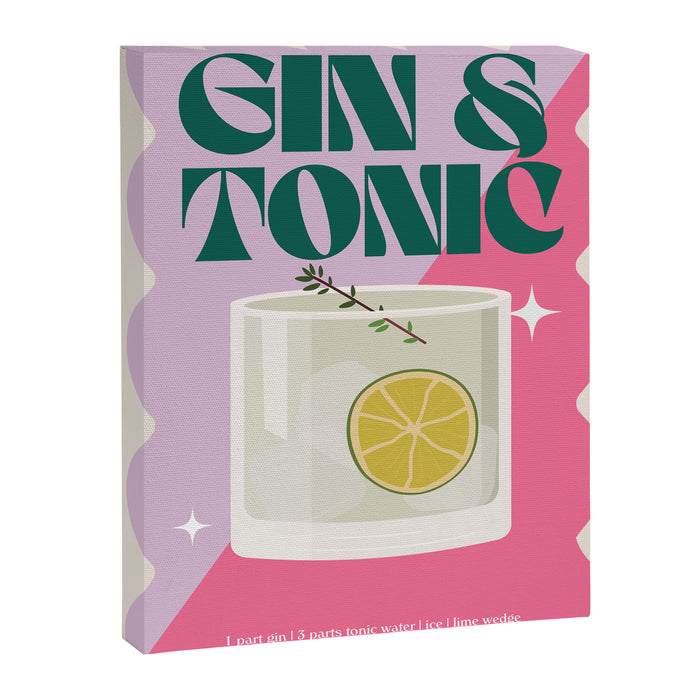 Gin & Tonic Cocktail Print Canvas Print Gallery Image 1