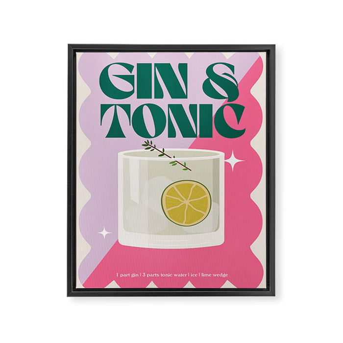 Gin & Tonic Cocktail Print Framed Canvas Print Gallery Image 1