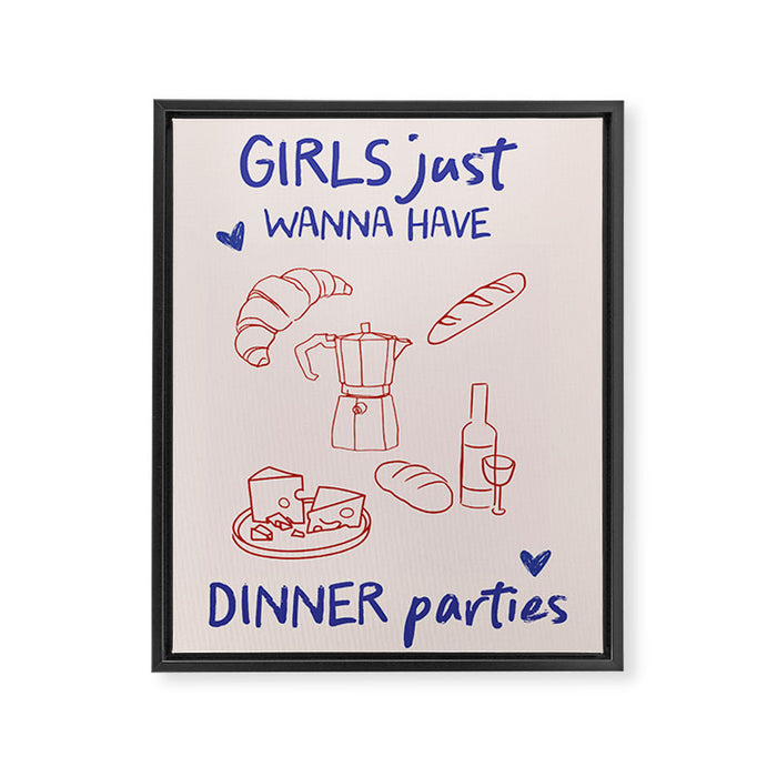 Girl's Dinner Kitchen Print Framed Canvas Print Gallery Image 1