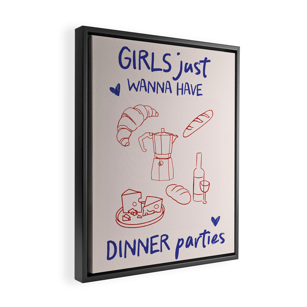 Girl's Dinner Kitchen Print Framed Canvas Print Gallery Image 2