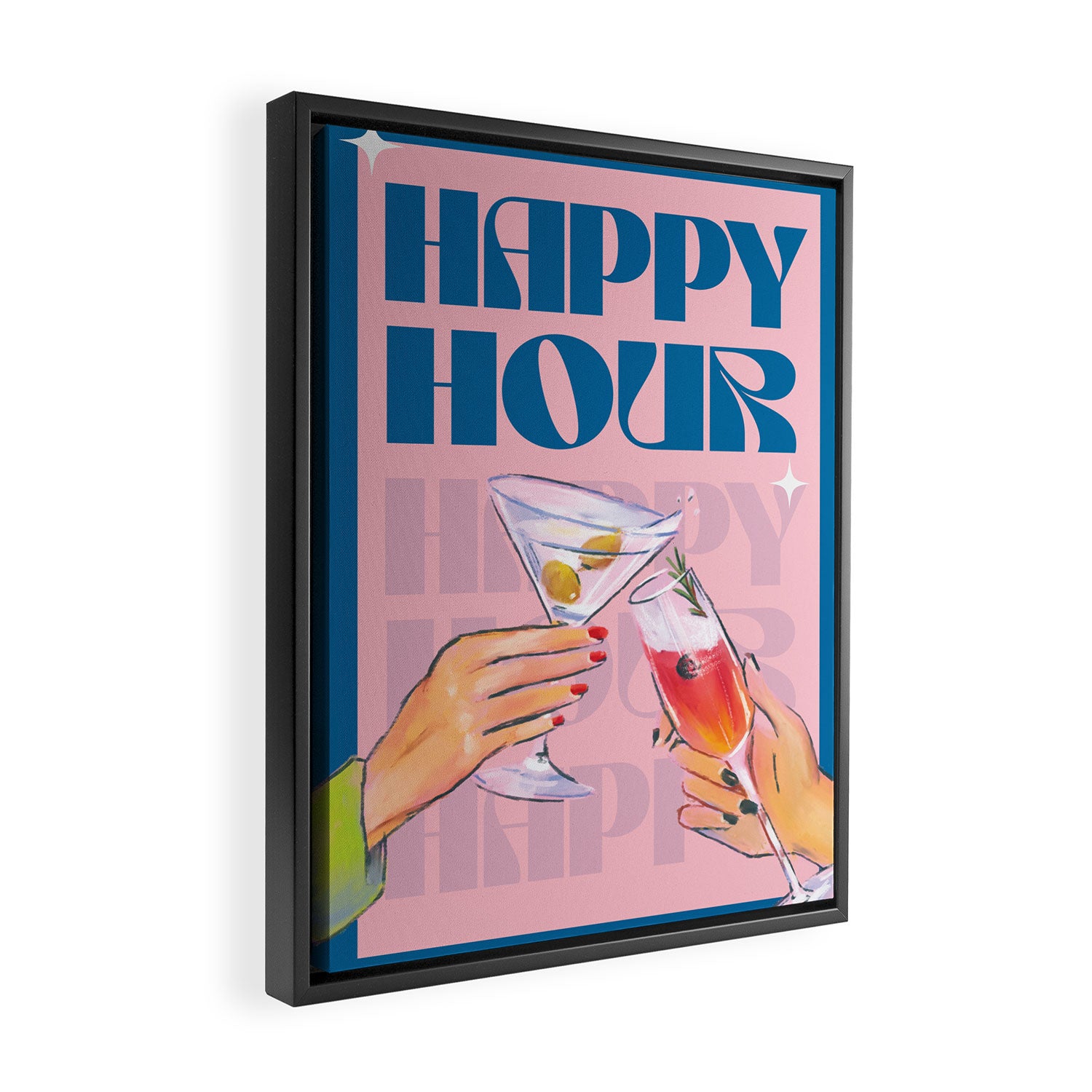 Happy Hour Cocktail Print Framed Canvas Print Gallery Image 2