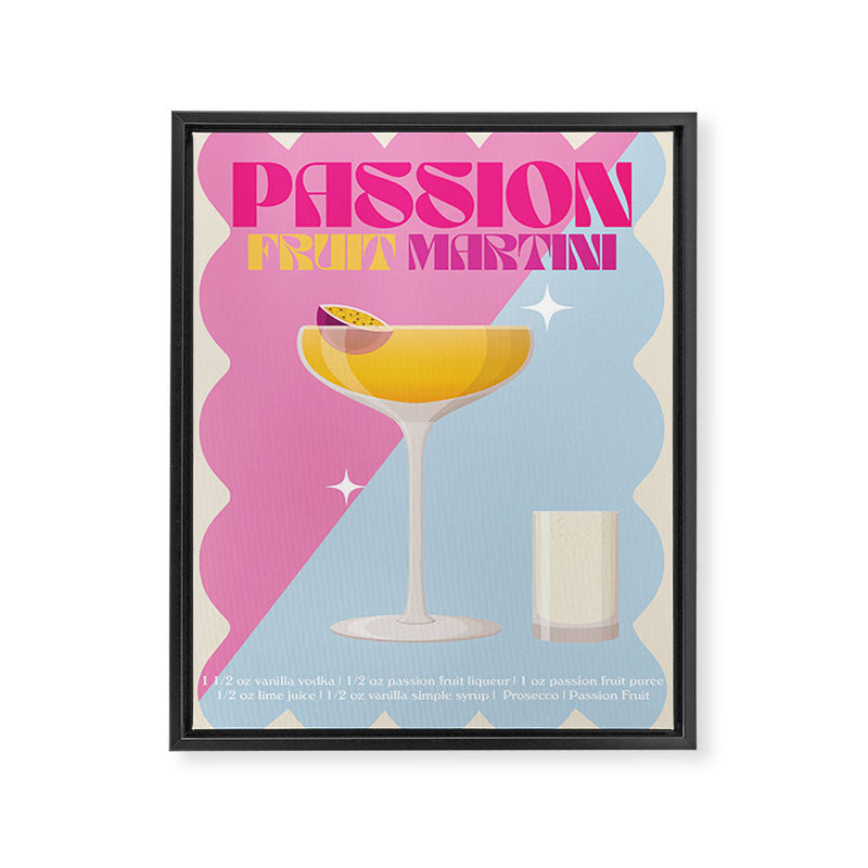 Passion Fruit Martini Cocktail Print Framed Canvas Print Gallery Image 6