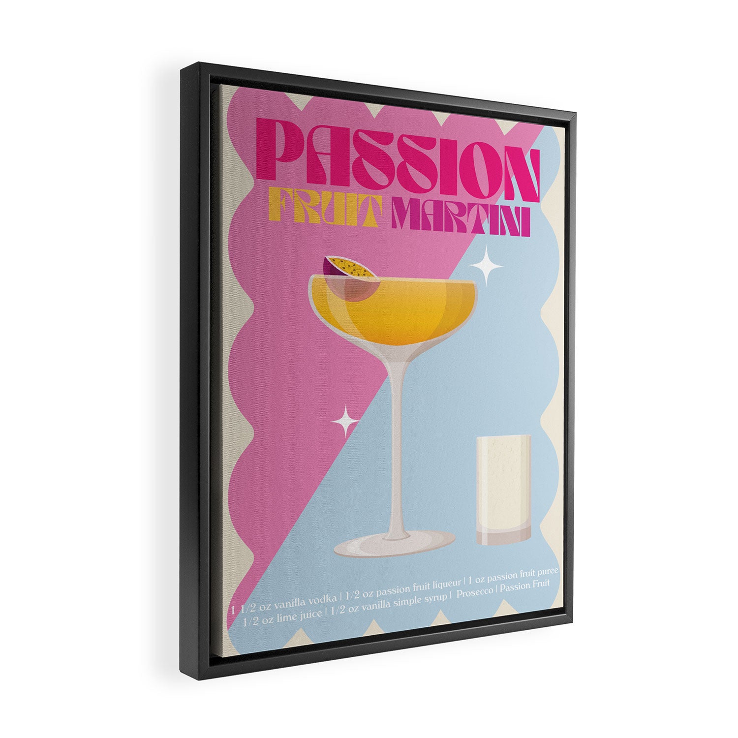 Passion Fruit Martini Cocktail Print Framed Canvas Print Gallery Image 2