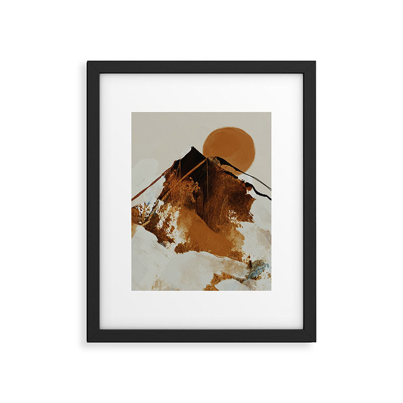 abstract mountains, rustic orange sunrise Framed Art Print Gallery Image 4
