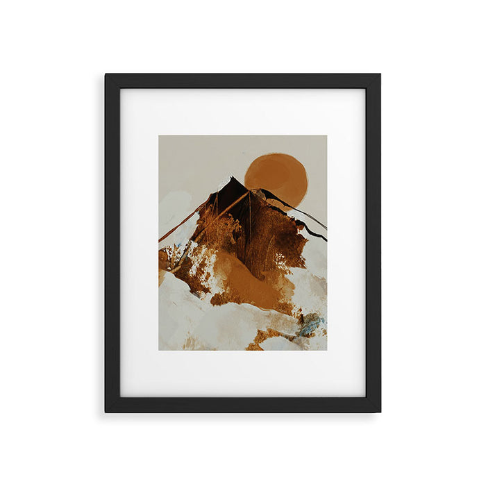 abstract mountains, rustic orange sunrise Framed Art Print Gallery Image 1