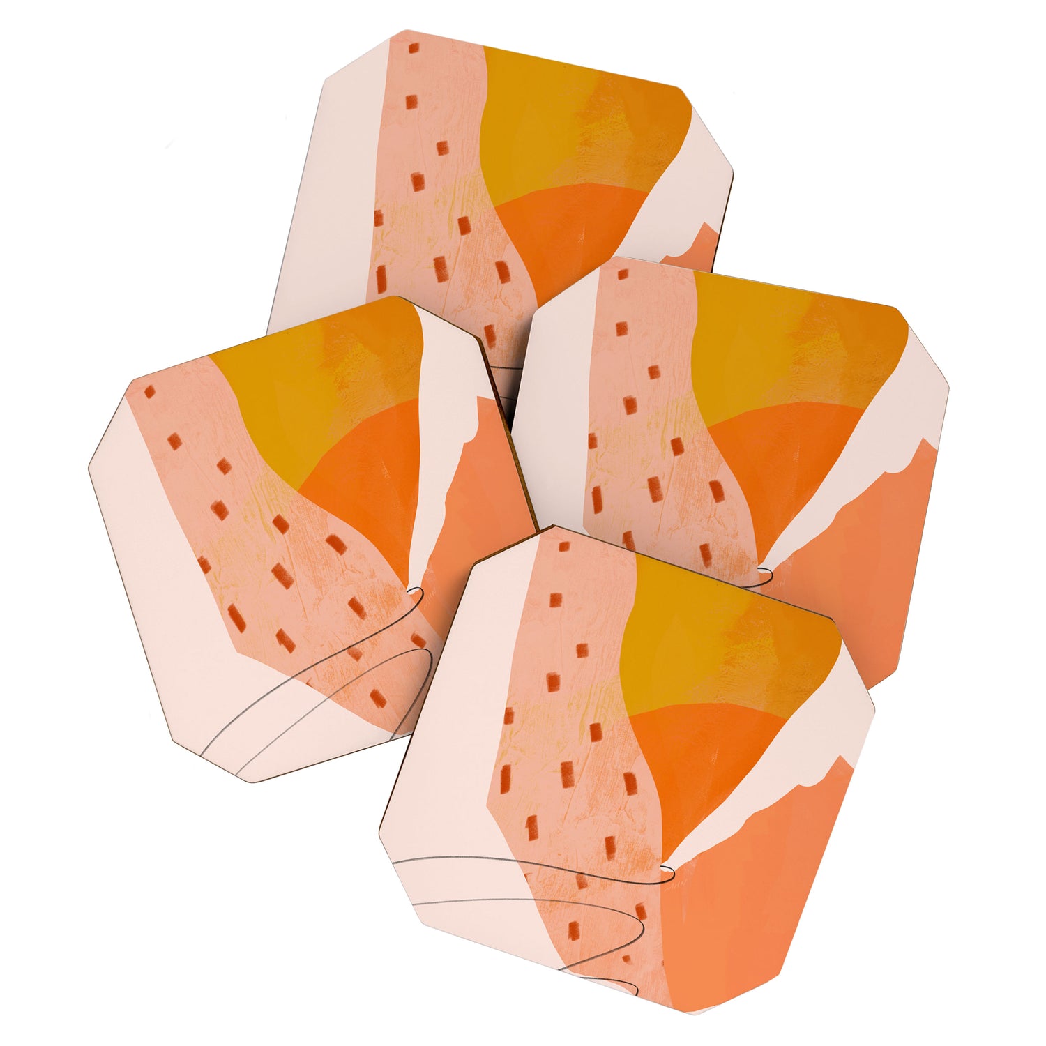 Abstract Sherbet Shapes Of Orange And Yellow. Coaster Gallery Image 1