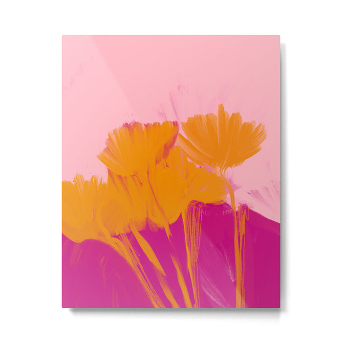 Bloom In Orange & Pink Metal Print Gallery Image 1