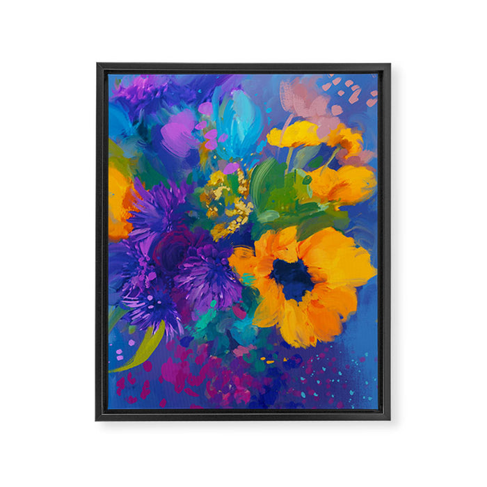Bouquet In Blue Framed Canvas Print Gallery Image 1
