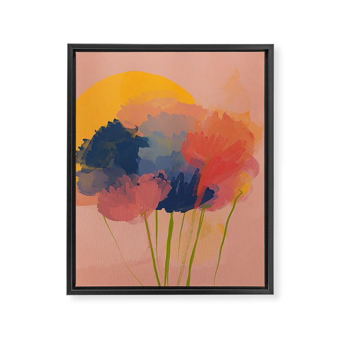 Colorful Messy Flowers In The Sun Framed Canvas Print Gallery Image 1