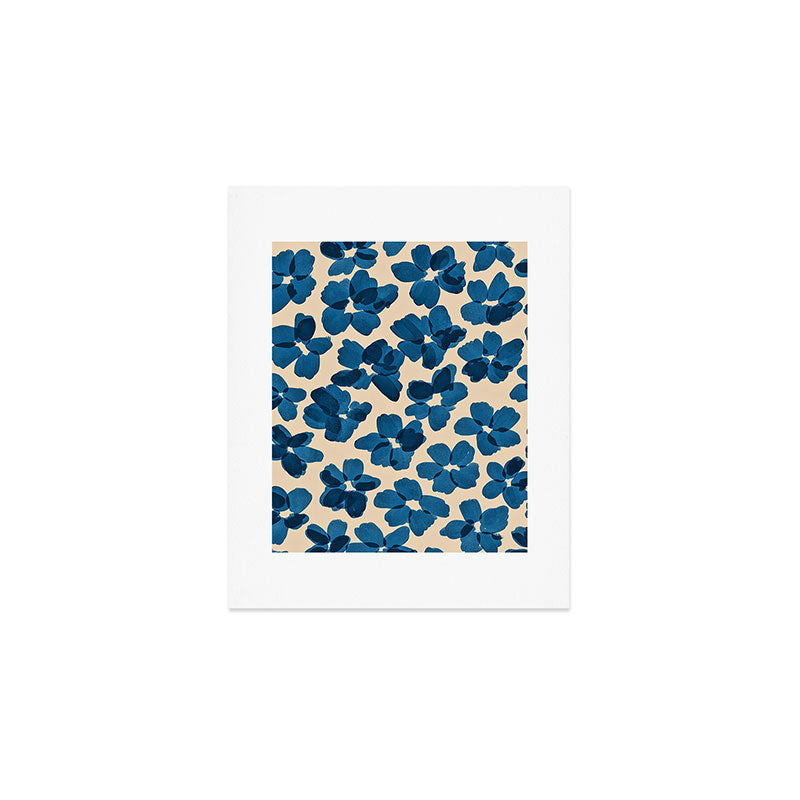 Deep Blue Flowers Art Print Gallery Image 1