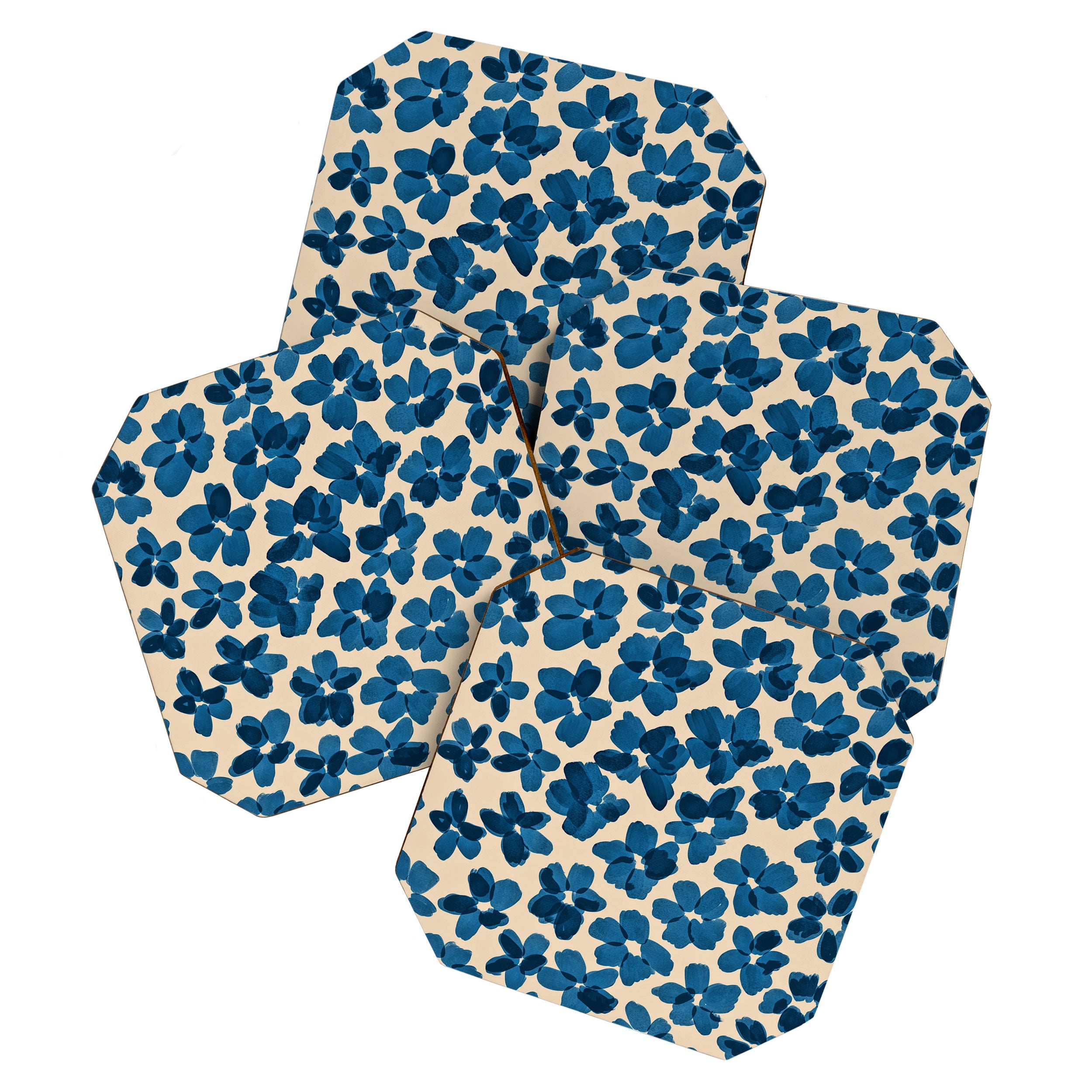 Deep Blue Flowers Coaster Gallery Image 1