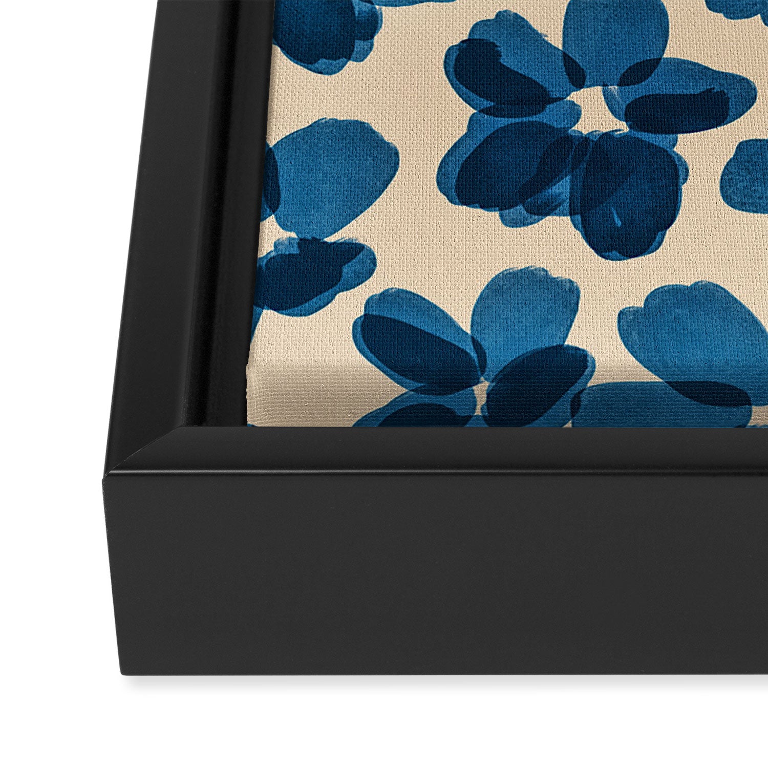 Deep Blue Flowers Framed Canvas Print Gallery Image 3