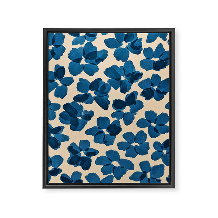Deep Blue Flowers Framed Canvas Print Gallery Image 1
