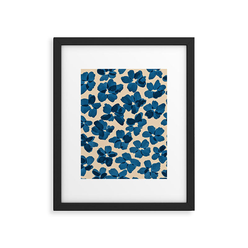 Deep Blue Flowers Framed Art Print Gallery Image 6