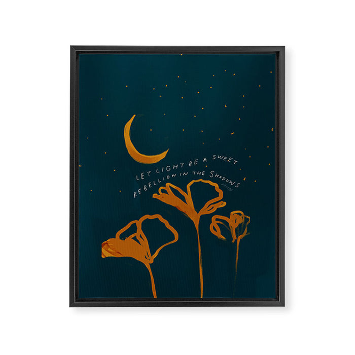 "Let Light Be A Sweet Rebellion In The Shadows" Framed Canvas Print Gallery Image 1