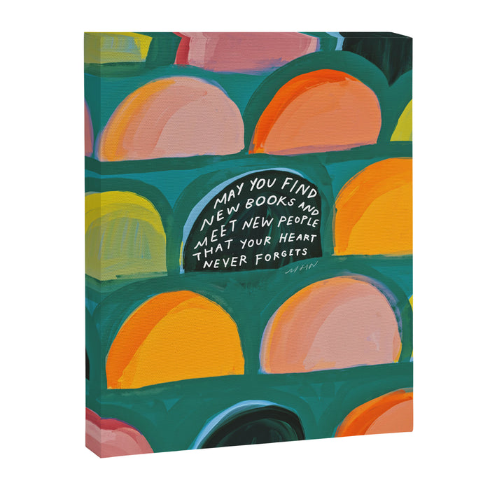 Meet New Books, Meet New People - Book Lover Art Canvas Print Gallery Image 1