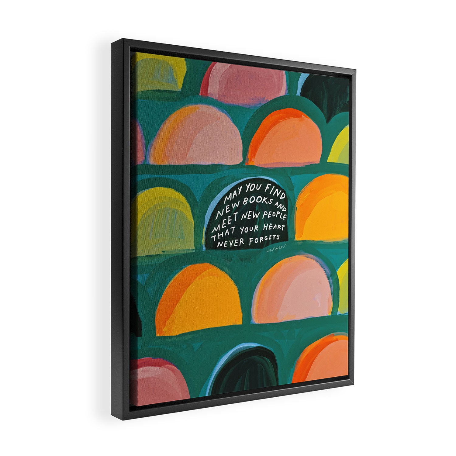 Meet New Books, Meet New People - Book Lover Art Framed Canvas Print Gallery Image 2