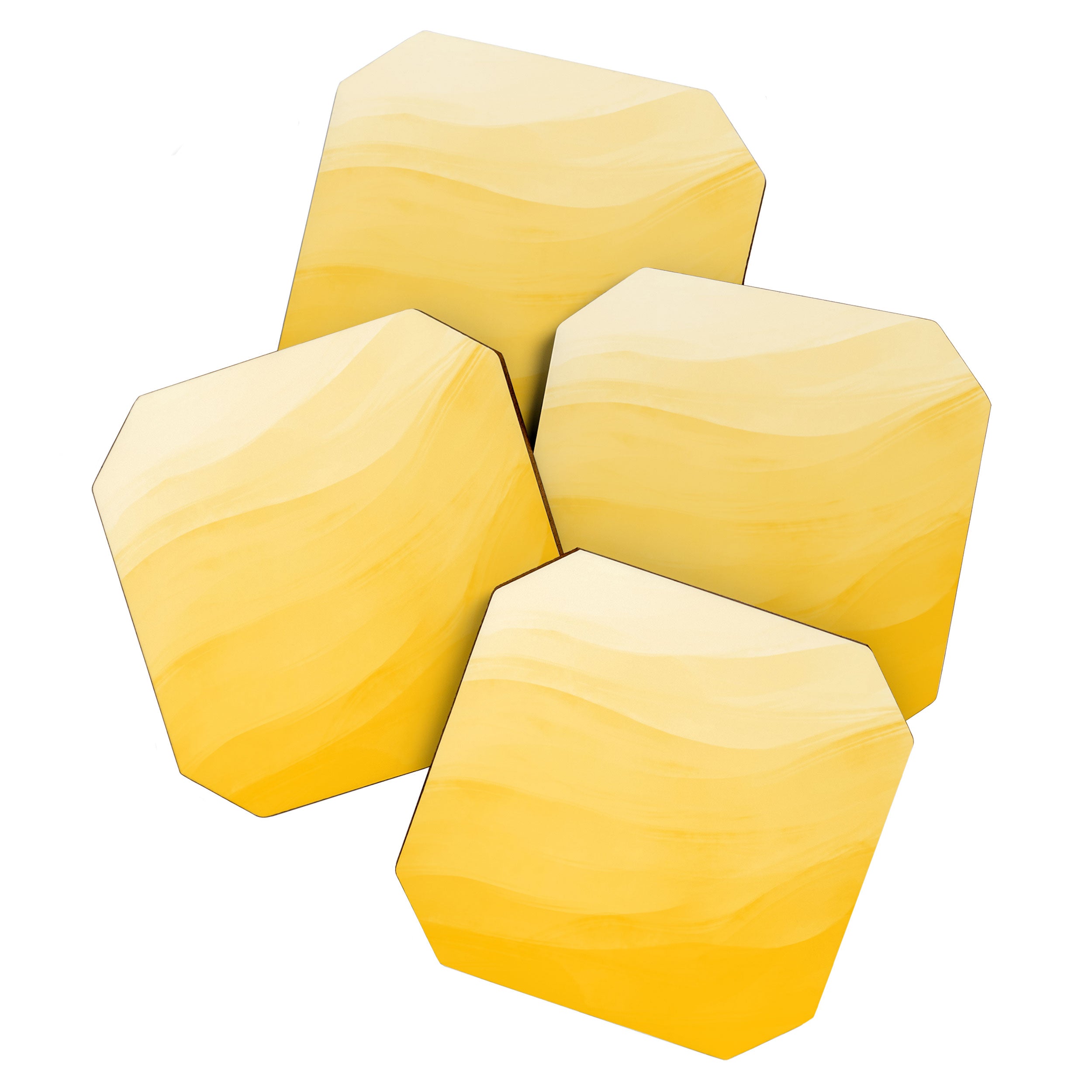 Monochromatic Pale Yellow into Gold Abstract Painting Coaster Gallery Image 1