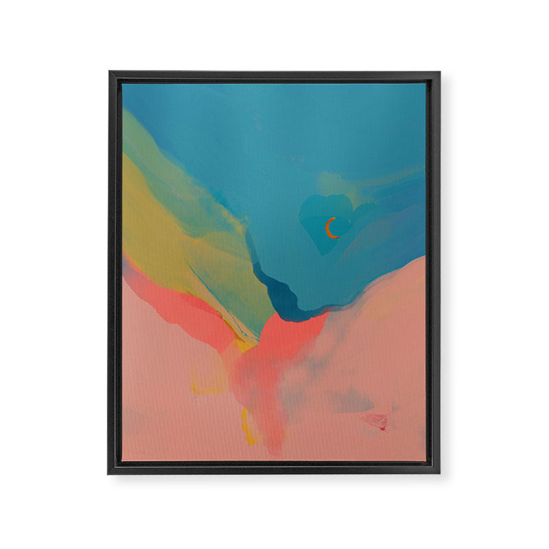 Moon Light On Rainbow Pastel | Night Sky Texture Design Framed Canvas Print Gallery Image 8