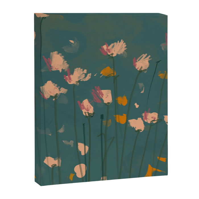 Pastel Floral on Emerald Green Canvas Print Gallery Image 1