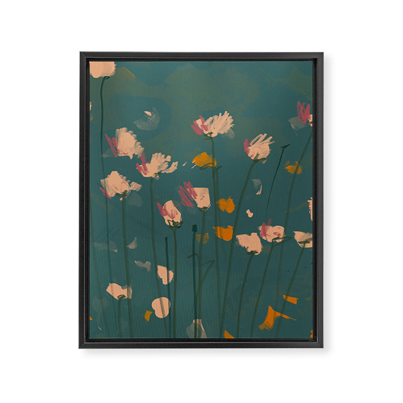 Pastel Floral on Emerald Green Framed Canvas Print Gallery Image 3