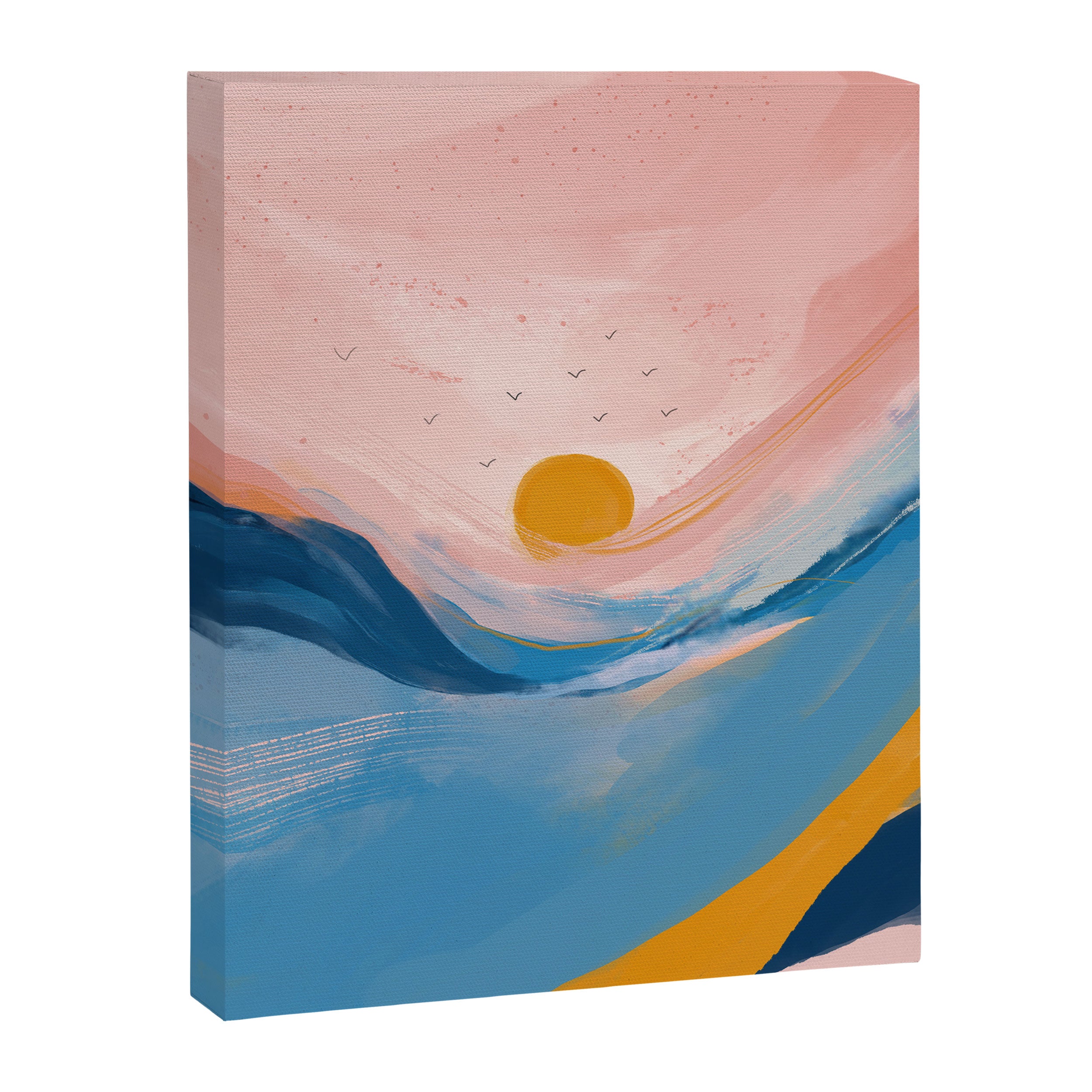 Pink and Blue Abstract Art Ocean and Sunrise Canvas Print Gallery Image 8