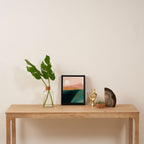 pink, green, gold moon watercolor mountains Framed Canvas Print Gallery Image 4