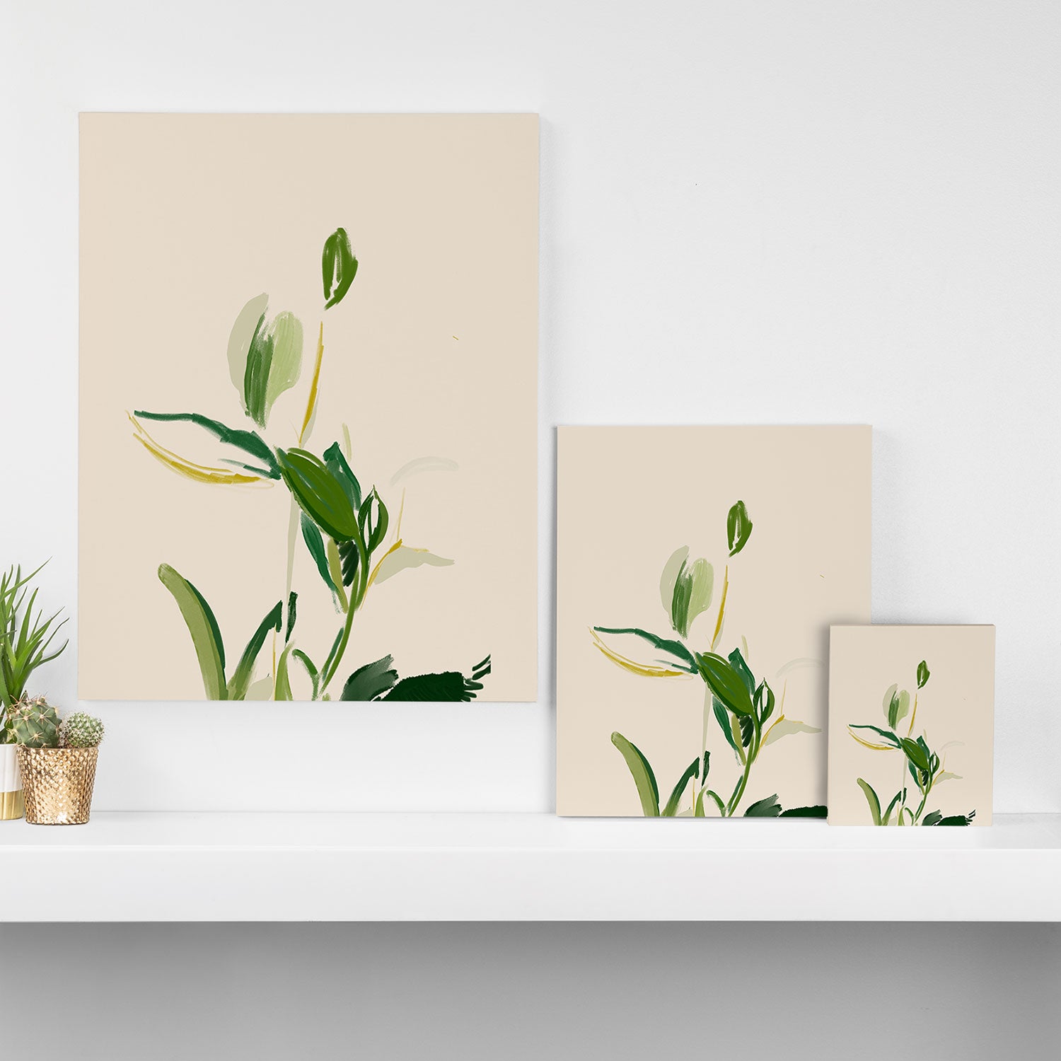 Plants In Summer Beige. Canvas Print Gallery Image 3
