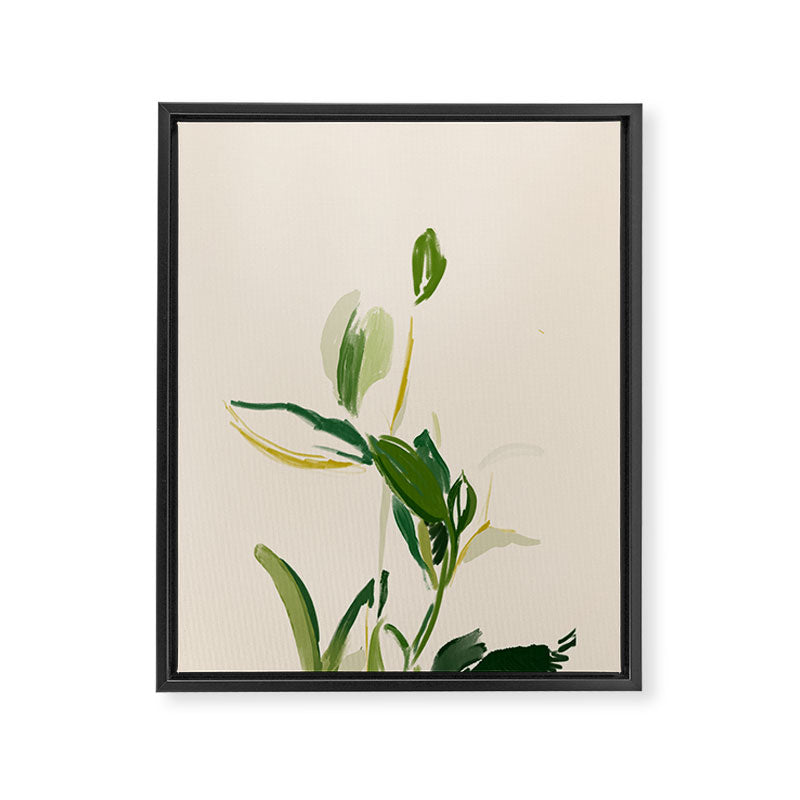 Plants In Summer Beige. Framed Canvas Print Gallery Image 3