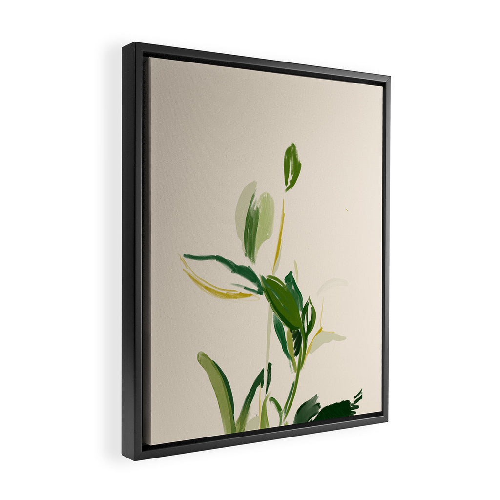 Plants In Summer Beige. Framed Canvas Print Gallery Image 2