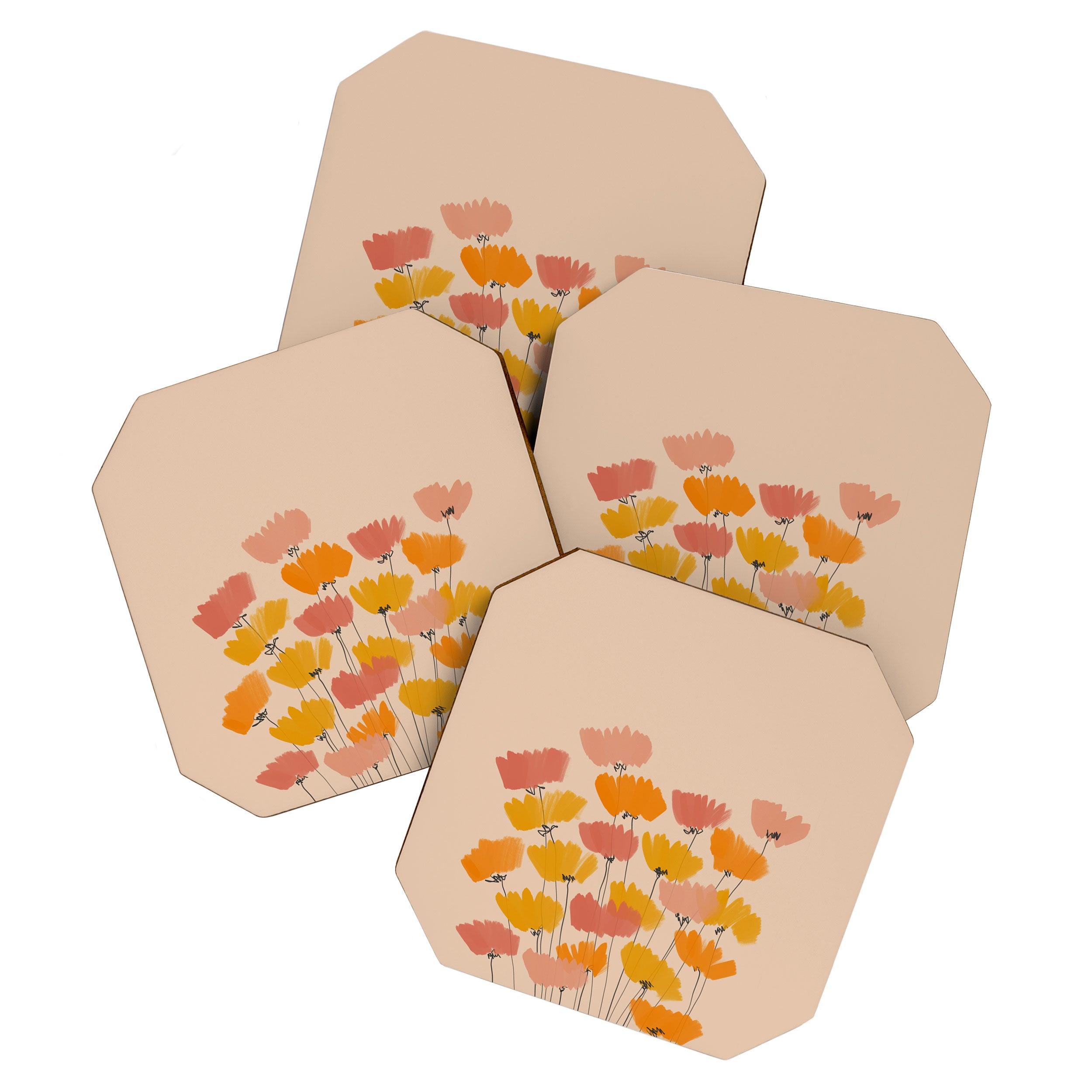 Summertime Flowers On Beige Coaster Gallery Image 1