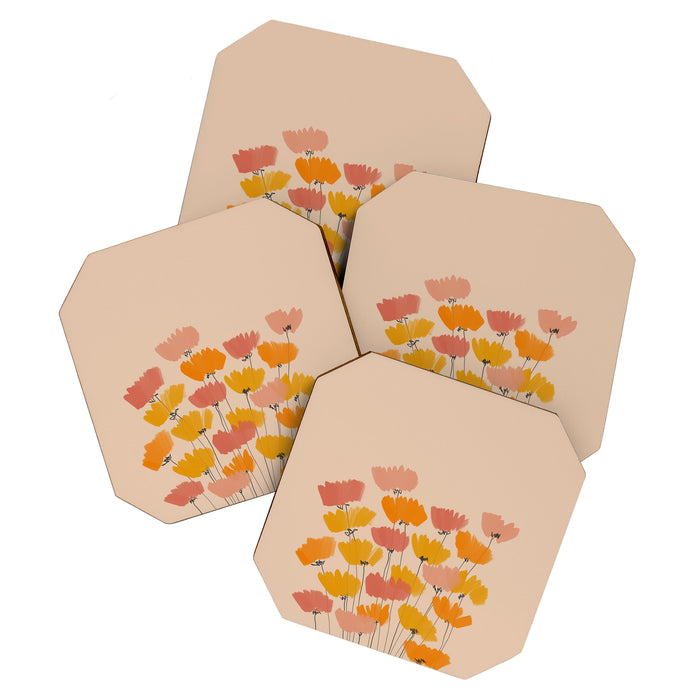 Summertime Flowers On Beige Coaster Gallery Image 1