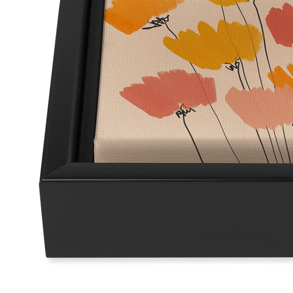 Summertime Flowers On Beige Framed Canvas Print Gallery Image 3