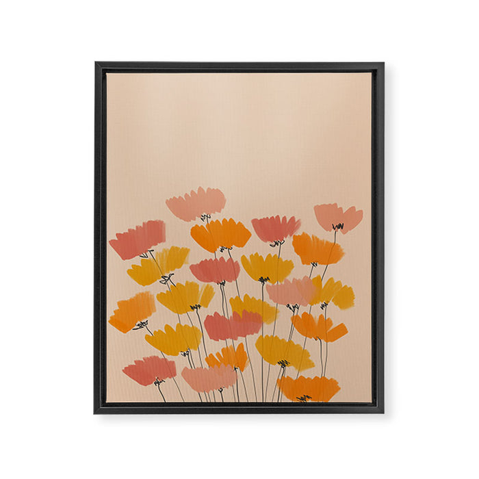Summertime Flowers On Beige Framed Canvas Print Gallery Image 1