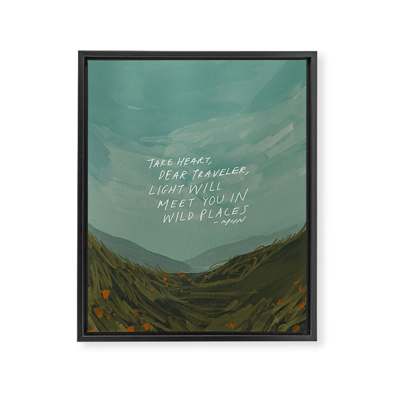 "Take Heart, Dear Traveller, Light Will Meet You In Wild Places." | Landscape Design Framed Canvas Print Gallery Image 3