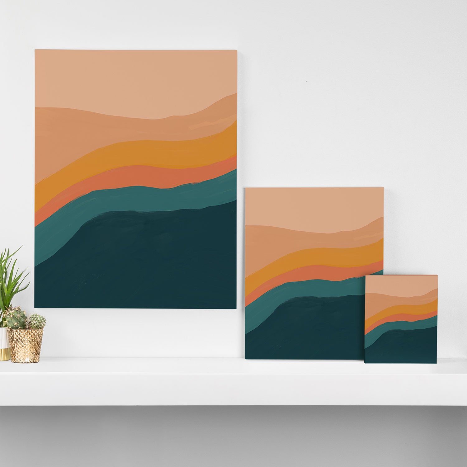 Waves On Sunset Hill | Waves Texture Design Canvas Print Gallery Image 3