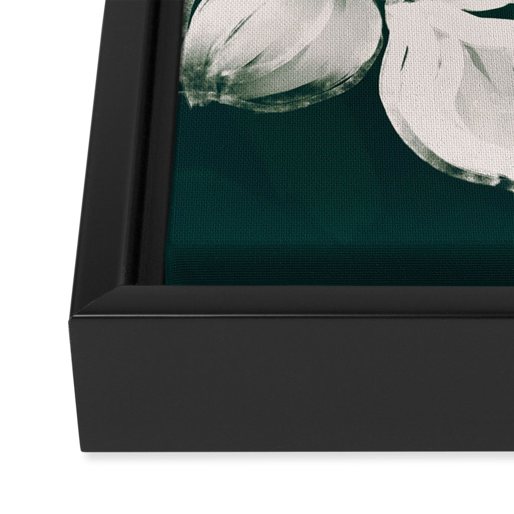 White Flowers On Green Framed Canvas Print Gallery Image 3