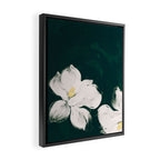 White Flowers On Green Framed Canvas Print Gallery Image 2