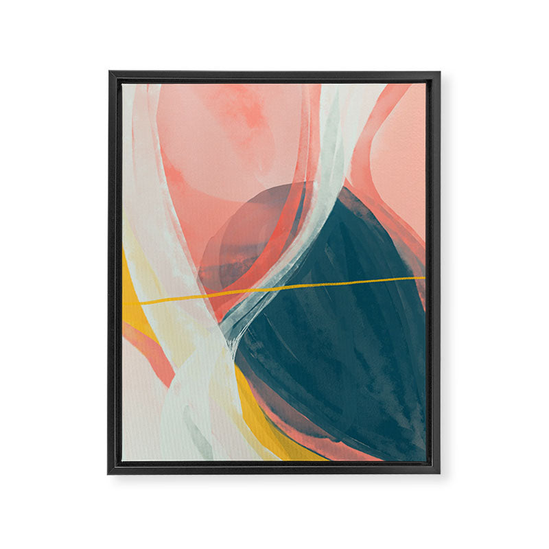 White Streams Through Pastel Shores | Abstract Shapes Design Framed Canvas Print Gallery Image 8