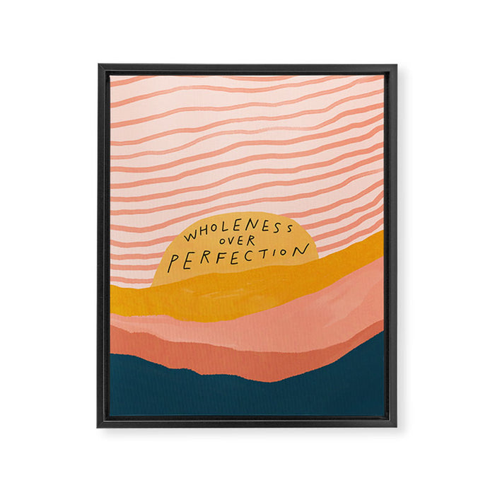 Wholeness Over Perfection | Waves Hand Lettering Design Framed Canvas Print Gallery Image 1