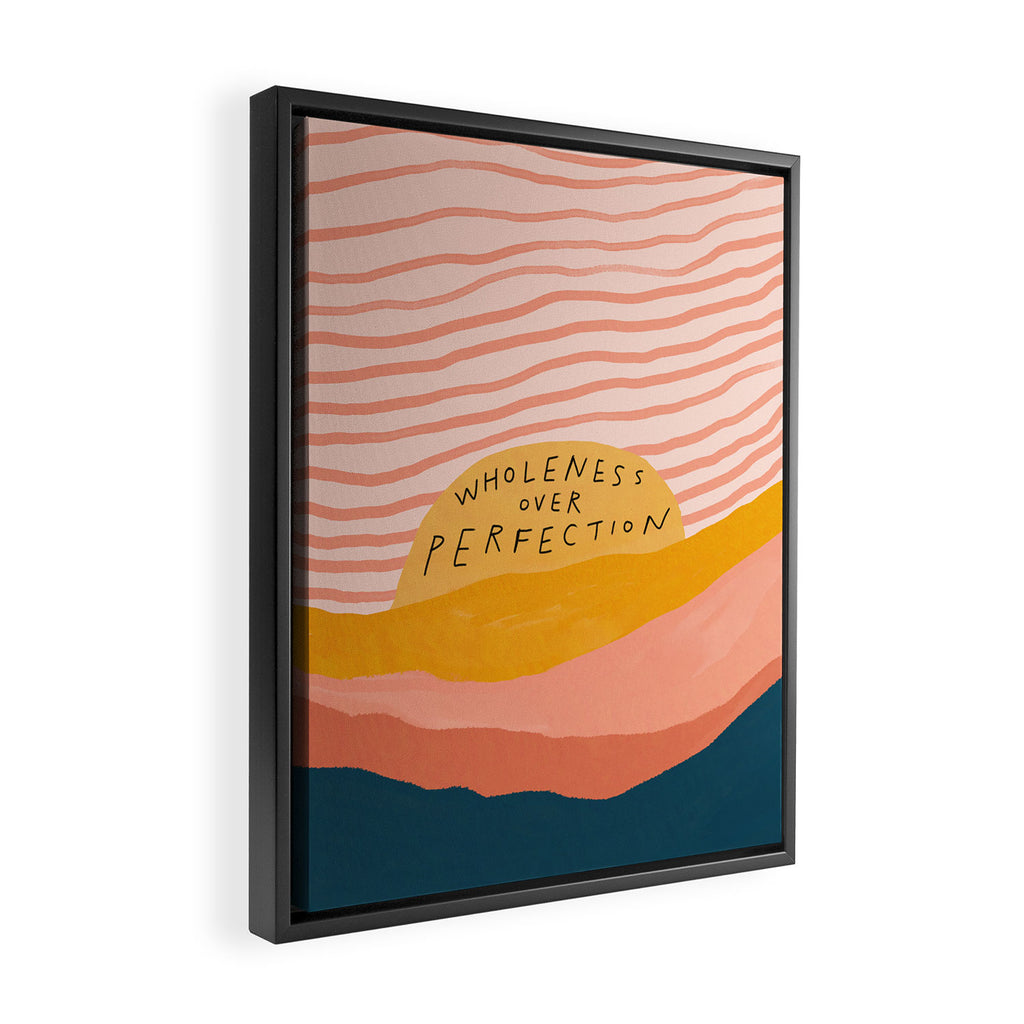Wholeness Over Perfection | Waves Hand Lettering Design Framed Canvas Print Gallery Image 2