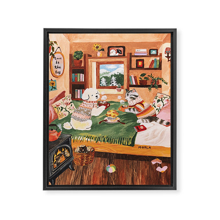 hot cocoa Framed Canvas Print Gallery Image 1