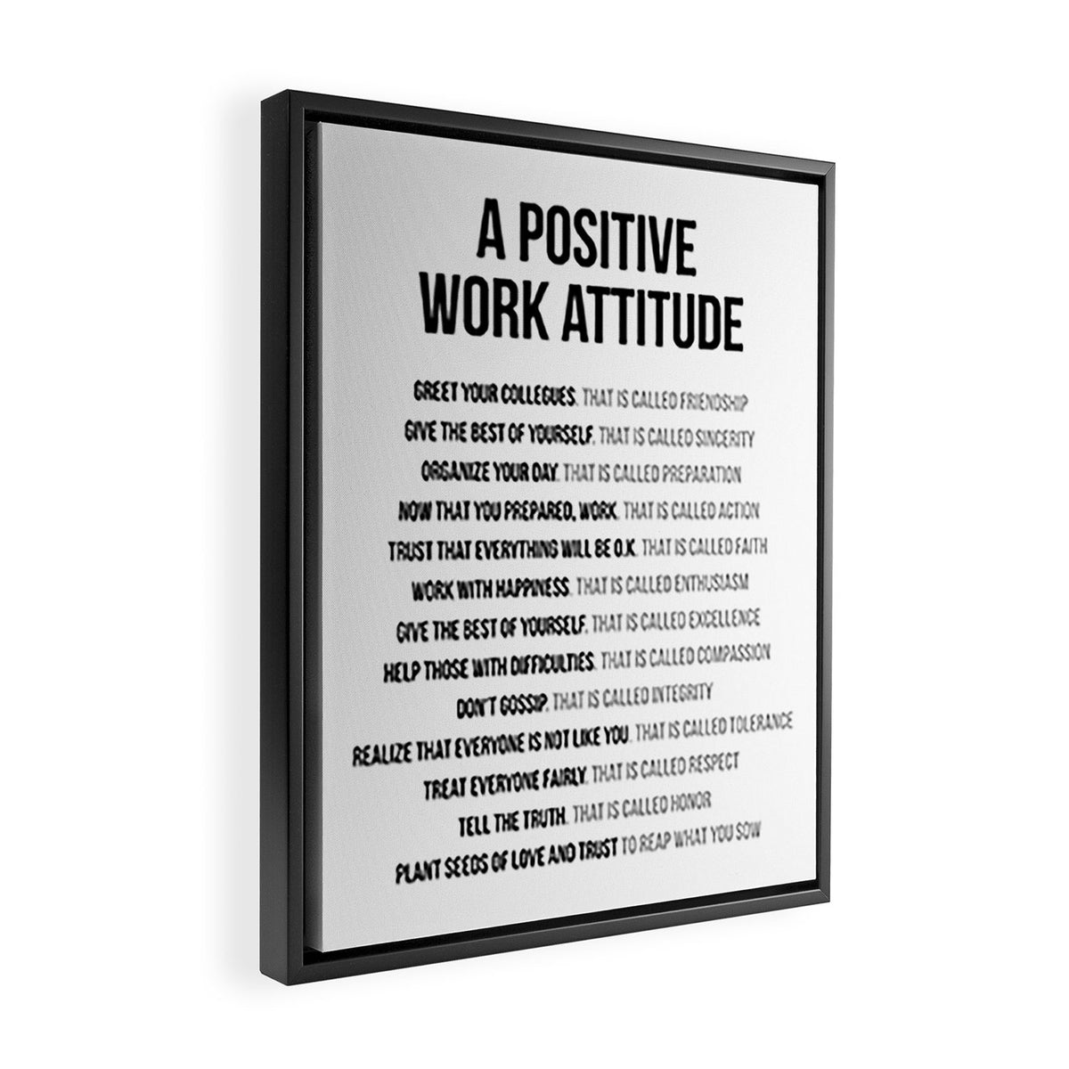 Positive Work Attitude, Office Decor Ideas, Wall Art Framed Canvas Print Gallery Image 2