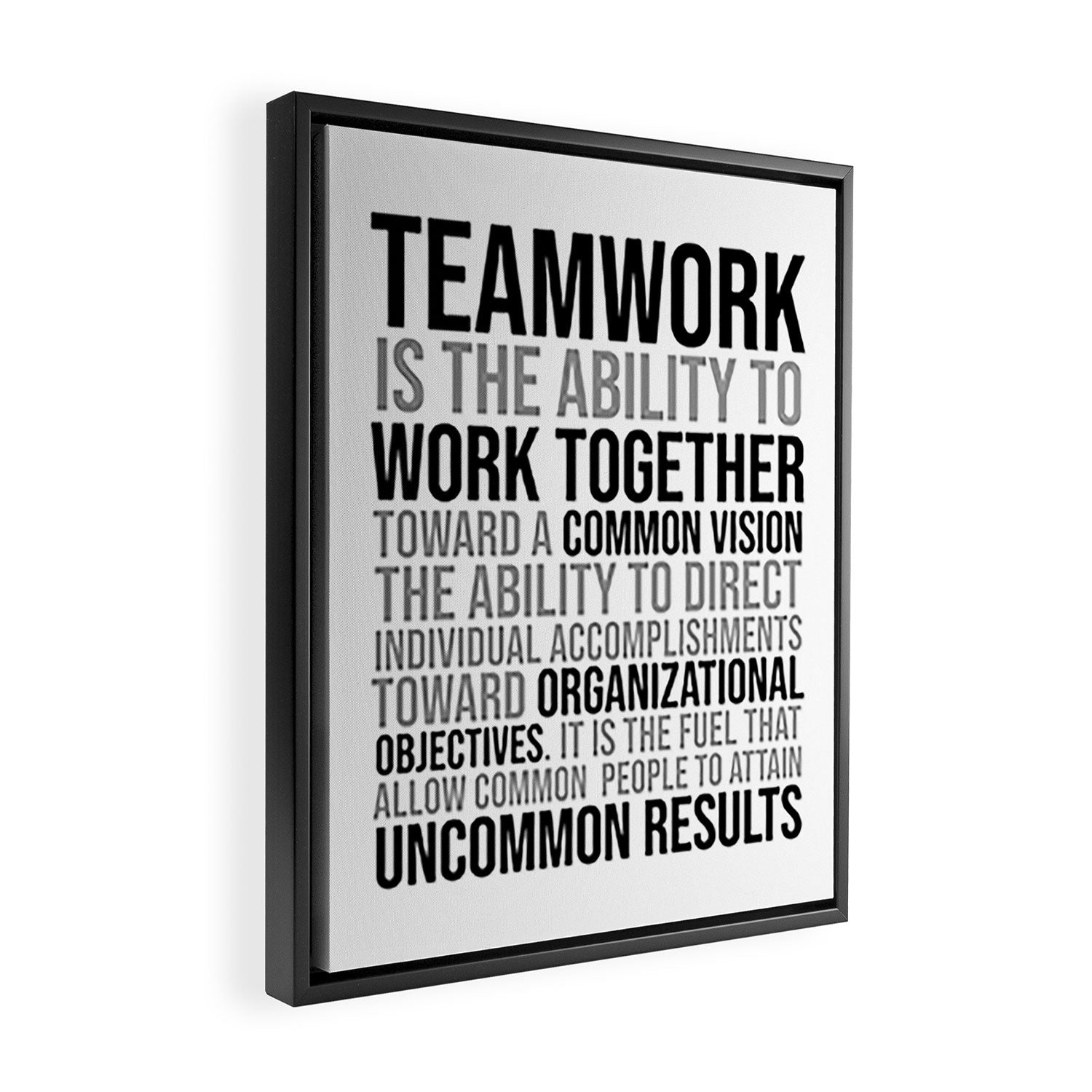 Teamwork is the ability to work together, Team work Quotes, Professional Office Decor Ideas Framed Canvas Print Gallery Image 2